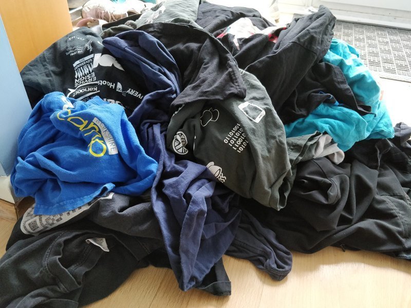 pile of tshirts for quilt